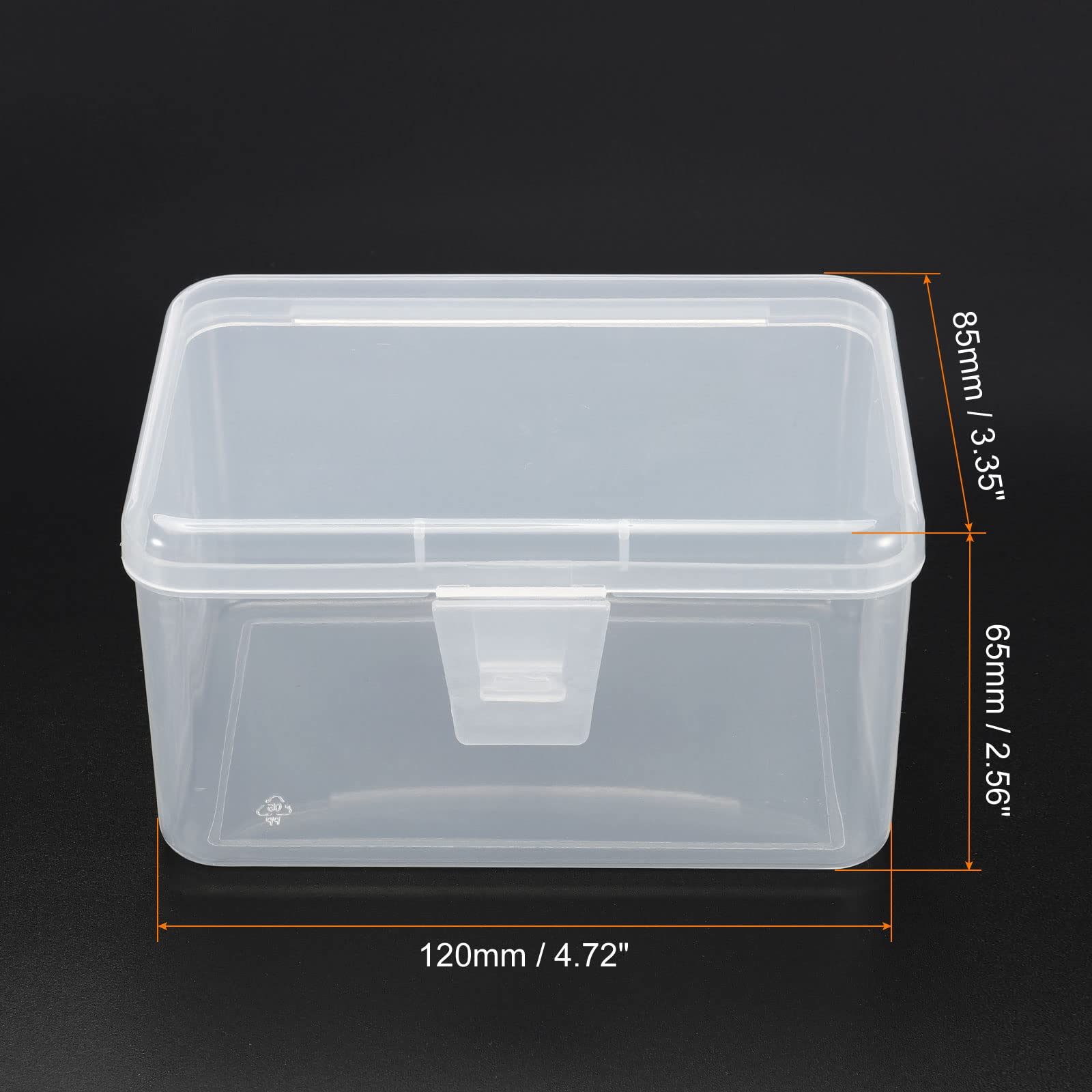 PATIKIL Clear Storage Container with Hinged Lid 120x85x65mm, 4 Pack Plastic Rectangular Box for Beads Art Craft