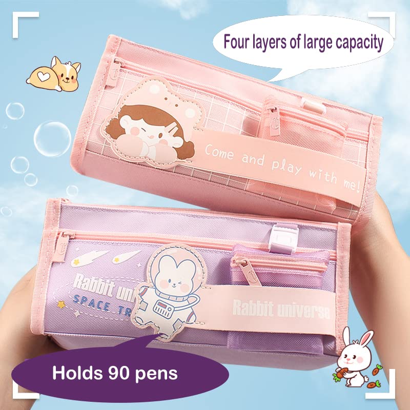 MOMEITU Kawaii Pencil case Kawaii School Supplies Cute Pencil case Large Capacity Pencil case Cute Pencil case Kawaii(Purple Planet)