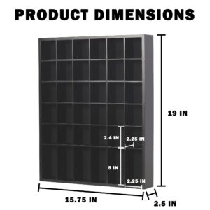 Black Shot Glass Display Case 36 Slots Minifigures Thimble Collection Display Rack Freestanding - No Door (with 1 Row for Tall Shooters)