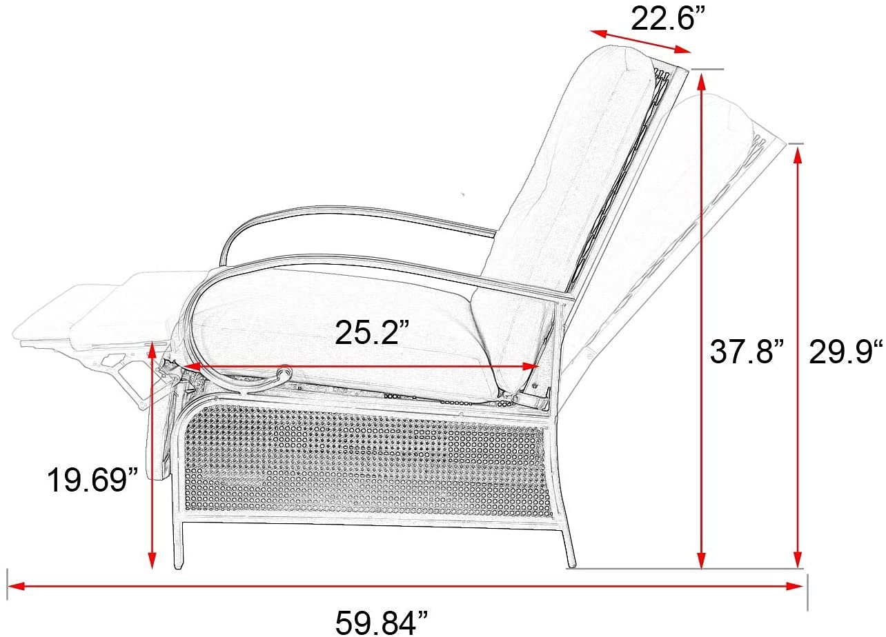 Ulax furniture Adjustable Patio Recliner Chair Set of 2 Reclining Lounge Chair Metal Relaxing Recliner Sofa Chair Outdoor Metal Furniture Chair with Thick Cushion, Mist