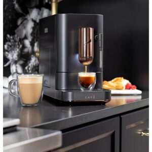 Café Affetto Automatic Espresso Machine + Milk Frother | Built-In & Adjustable Espresso Bean Grinder | One-Touch Brew in 90 Seconds | Matte Black, 1.2 Liter, (C7CEBBS3RD3)