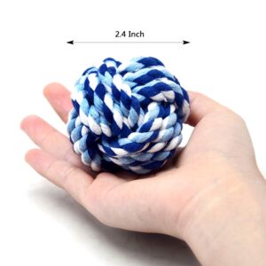 Wellbro Pet Chew Toy, Knots Weave Cotton Rope, Biting Small Ball for Dogs & Cats, 6 in One Pack