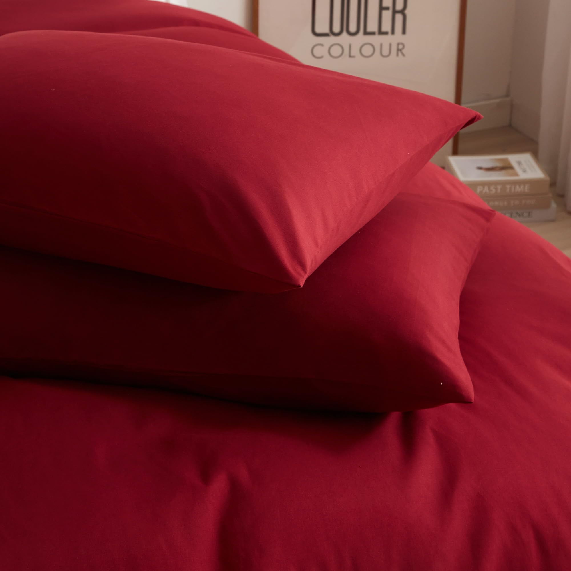 Mucalis Burgundy Duvet Cover King Modern Solid Burgundy Bedding Set Maroon Bed Set with Pillowcases for Adult Teens Brushed Microfiber Ultra Soft Zipper Closure Corner Ties