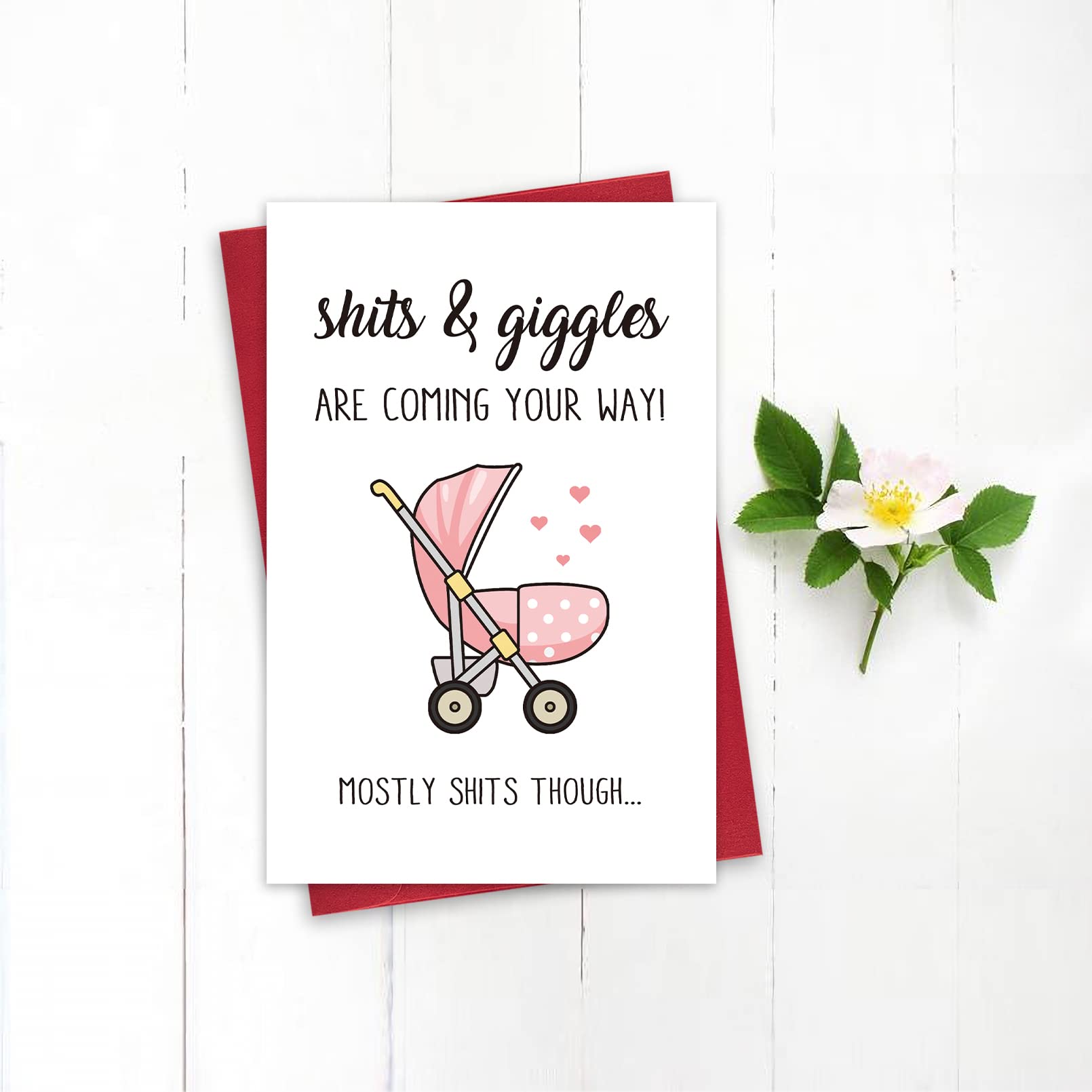 Leinessy Lovely New Baby Congratulations Card, Funny Baby Shower New Baby Card, Shits and Giggles Are Coming Your Way