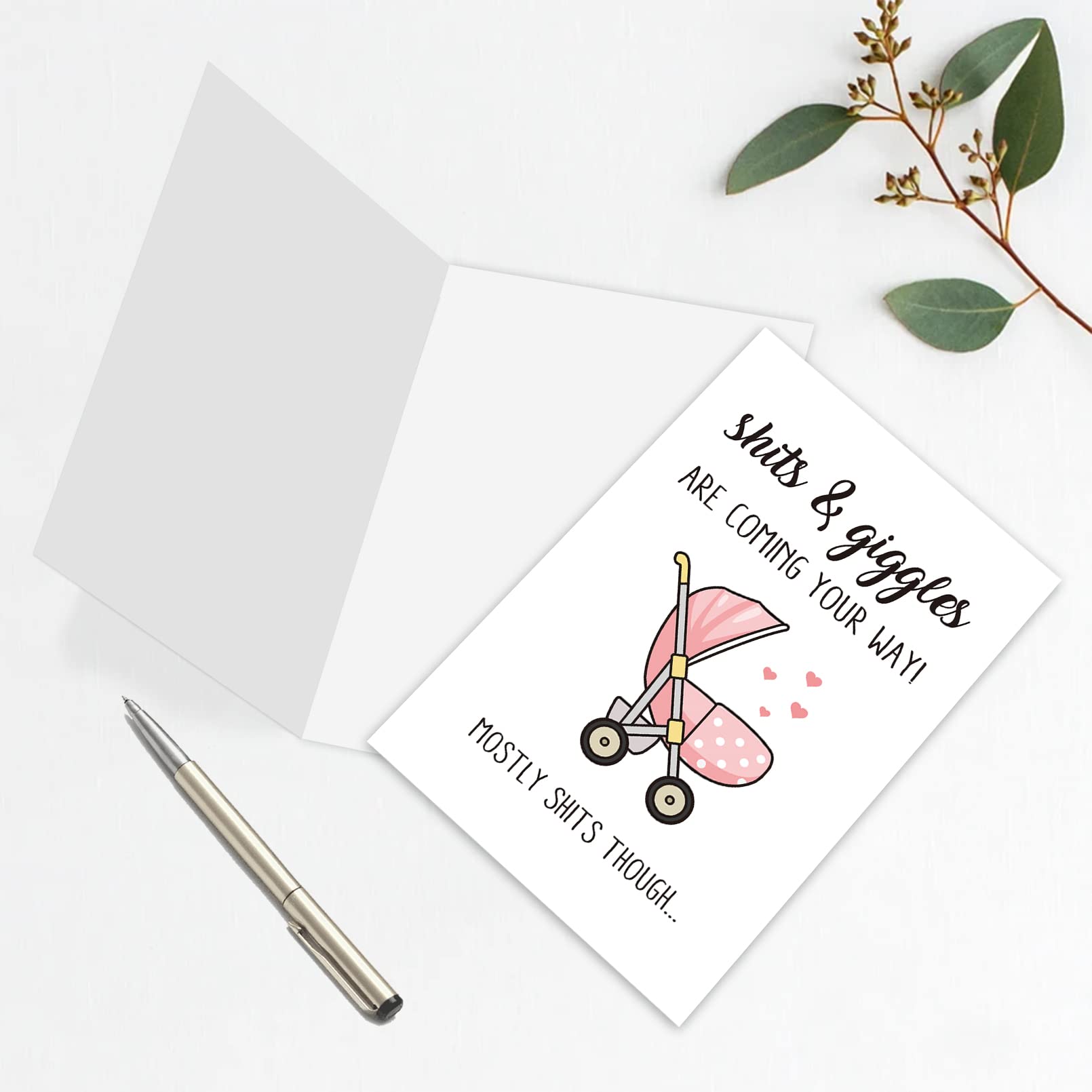 Leinessy Lovely New Baby Congratulations Card, Funny Baby Shower New Baby Card, Shits and Giggles Are Coming Your Way