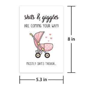 Leinessy Lovely New Baby Congratulations Card, Funny Baby Shower New Baby Card, Shits and Giggles Are Coming Your Way