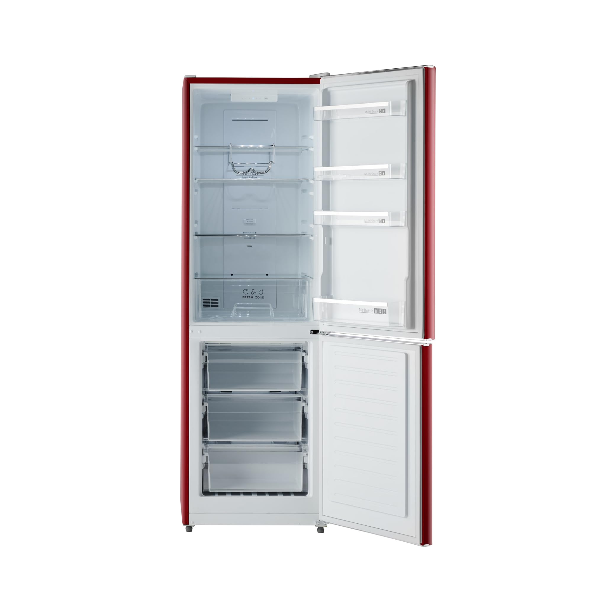 iio Retro Refrigerator With Bottom Freezer - Full Size 24 Inch Wide 11 Cu Ft - Frost Free, Fast Cool, 360° Multiflow Cooling, Space Saving, Environmentally Friendly (Right Hinge, Wine Red)