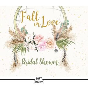 ABLIN 10x7ft Fall in Love Backdrop Boho Bridal Shower Decorations Pampas Grass Dreamcatcher Photography Background Bride to Be Engagement Bachelorette Party Decorations Props