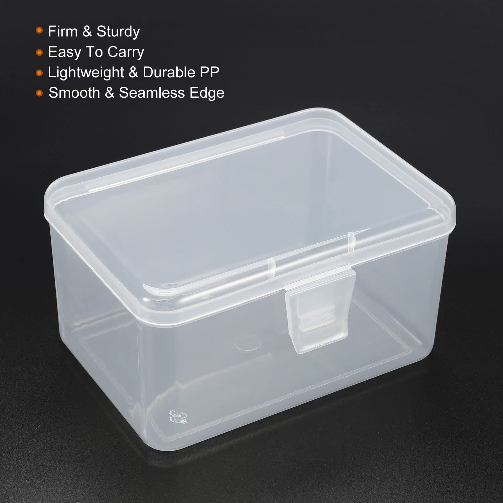 PATIKIL Clear Storage Container with Hinged Lid 120x85x65mm, 4 Pack Plastic Rectangular Box for Beads Art Craft