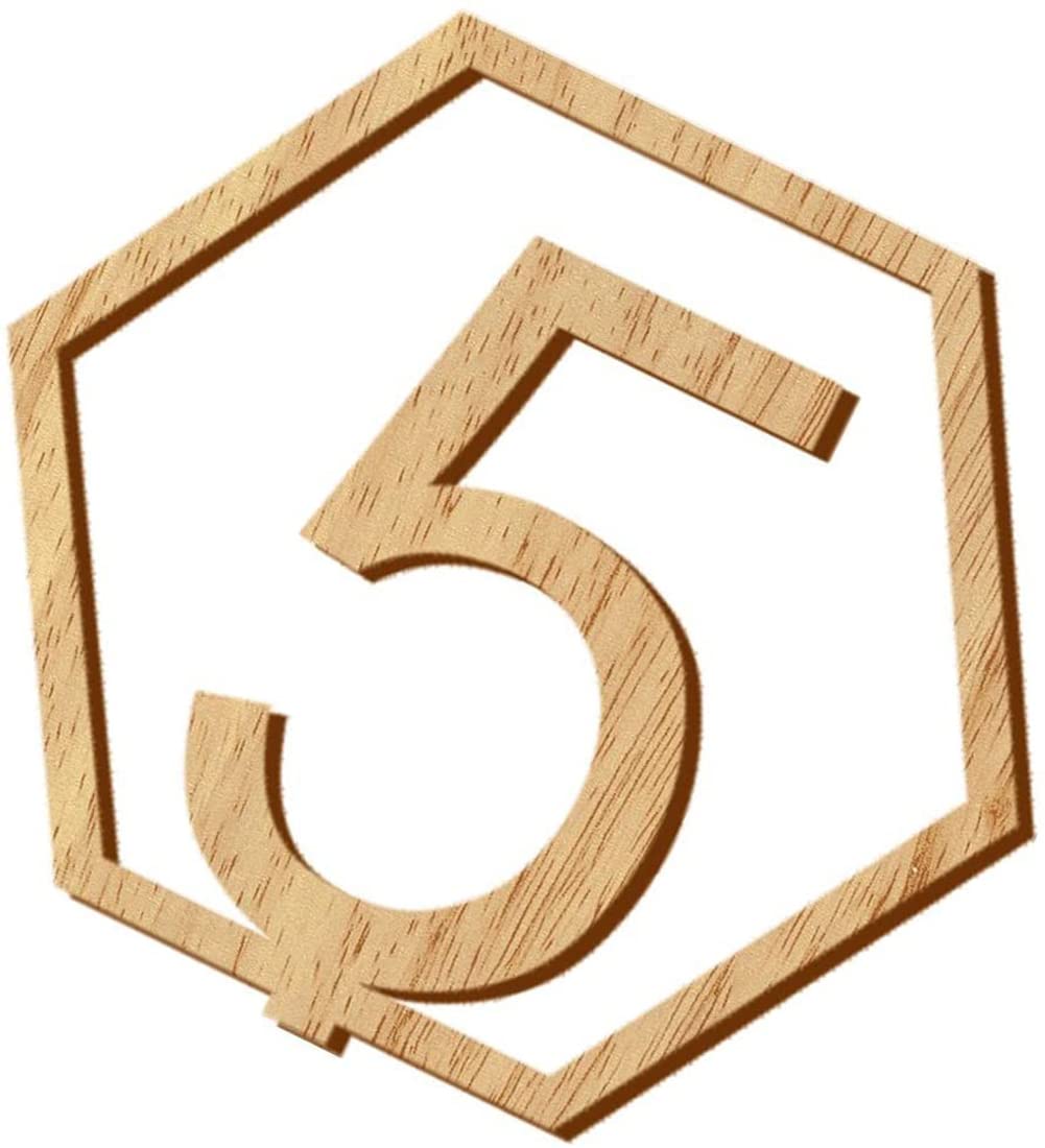 esowemsn 10pcs Wooden Table Numbers 1-10 Hexagon Shape Wedding Table Numbers with Holder Base DIY Floral Table Number Sign Stand for Wedding Party Event Catering Decoration