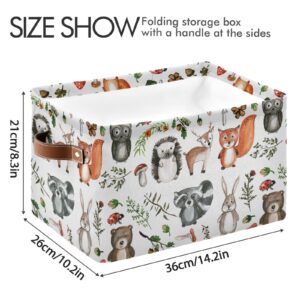 senya Storage Bin Basket 1 pcs Large Foldable Clothes Bag Collapsible Fabric Laundry Hamper Folding Washing Bin (Rectangle-Cute Woodland Animals)