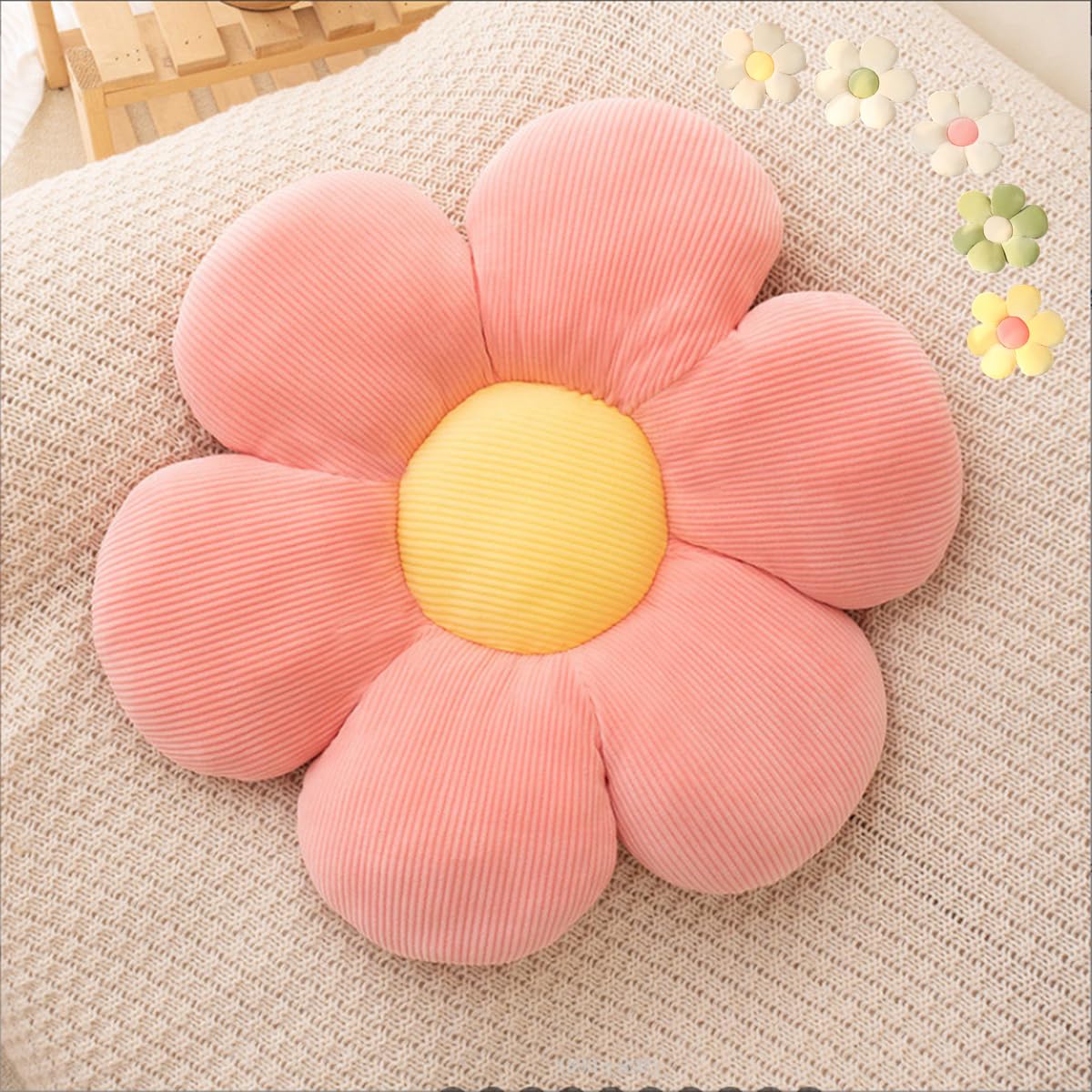 LEHU Flower Pillow, Flower Shaped Seating Cushion -Cute Daisy Pillow for Girls Tweens Room Decor Flowe Floor Pillow for Reading and Lounging Comfy (Pink petals-23'')