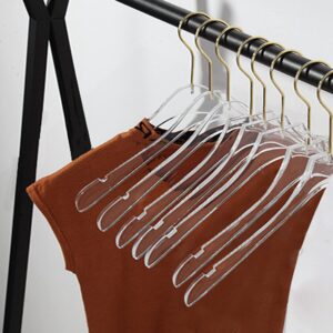 Besser 15 Pack Acrylic Hangers with Gold,Acrylic Clear Hangers,Premium Crystal Dress Hangers Swivel Gold Hook Luxurious Shiny Clothes Hangers(Clear-Style B)