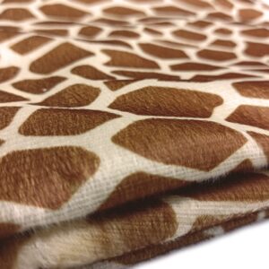 Short Pile Velour Flannel Fabric by The Yard 58" Width Entelare(Giraffe, 1Yard)