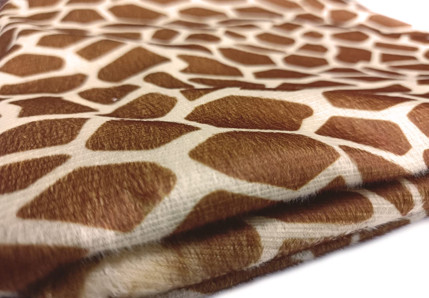 Short Pile Velour Flannel Fabric by The Yard 58" Width Entelare(Giraffe, 1Yard)