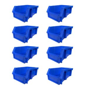 djc supply heavy duty thermoplastic storage bin organizer, stackable, hangable, side-connect (blue (8 pack), small 3.9" x 6.3" x 2.9")