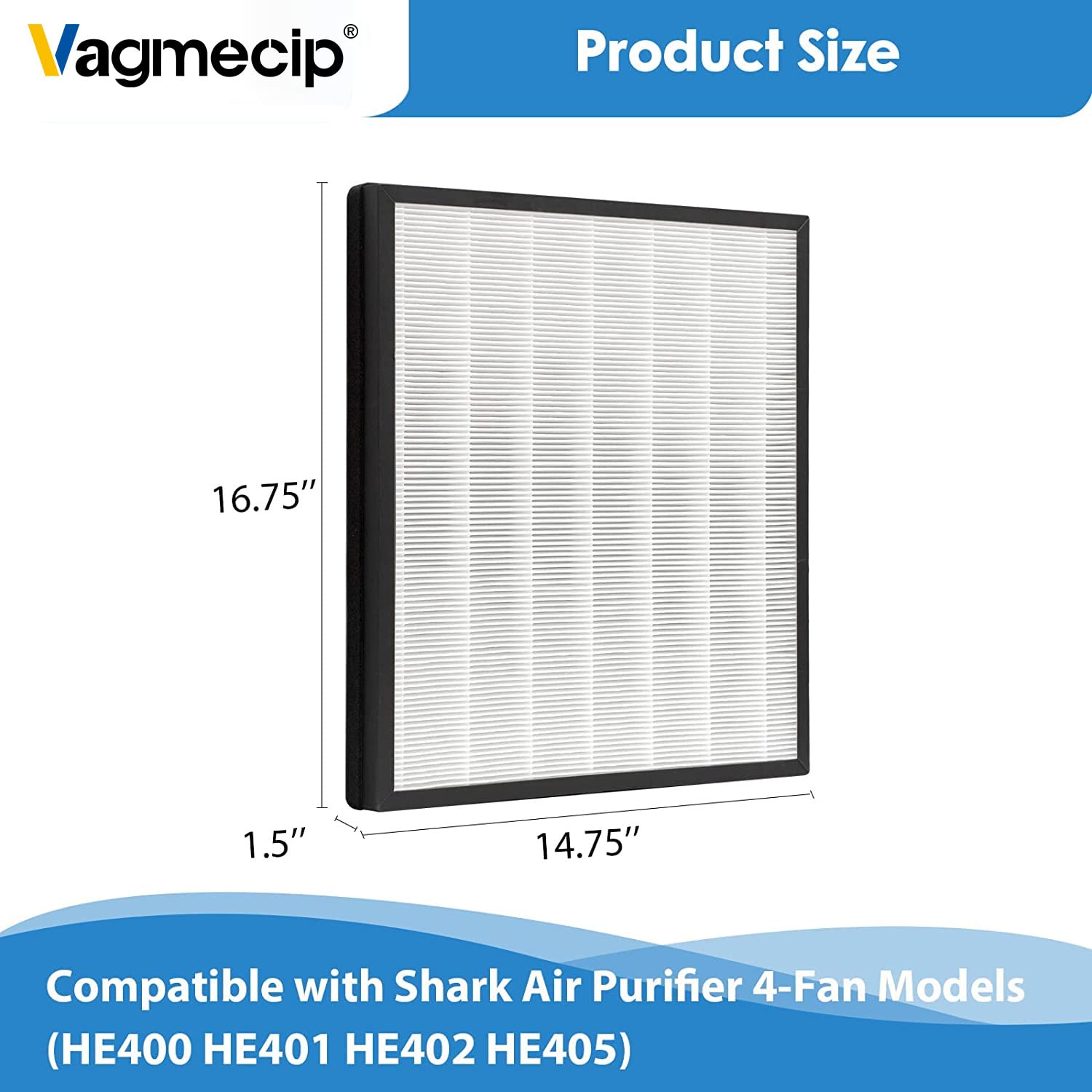 3 In 1 True HEPA Filter for Shark Air Purifier 4, Compatible with Shark HE400 HE401 HE402 HE405 Filter Replacement, HE4FKPET, 1Pack