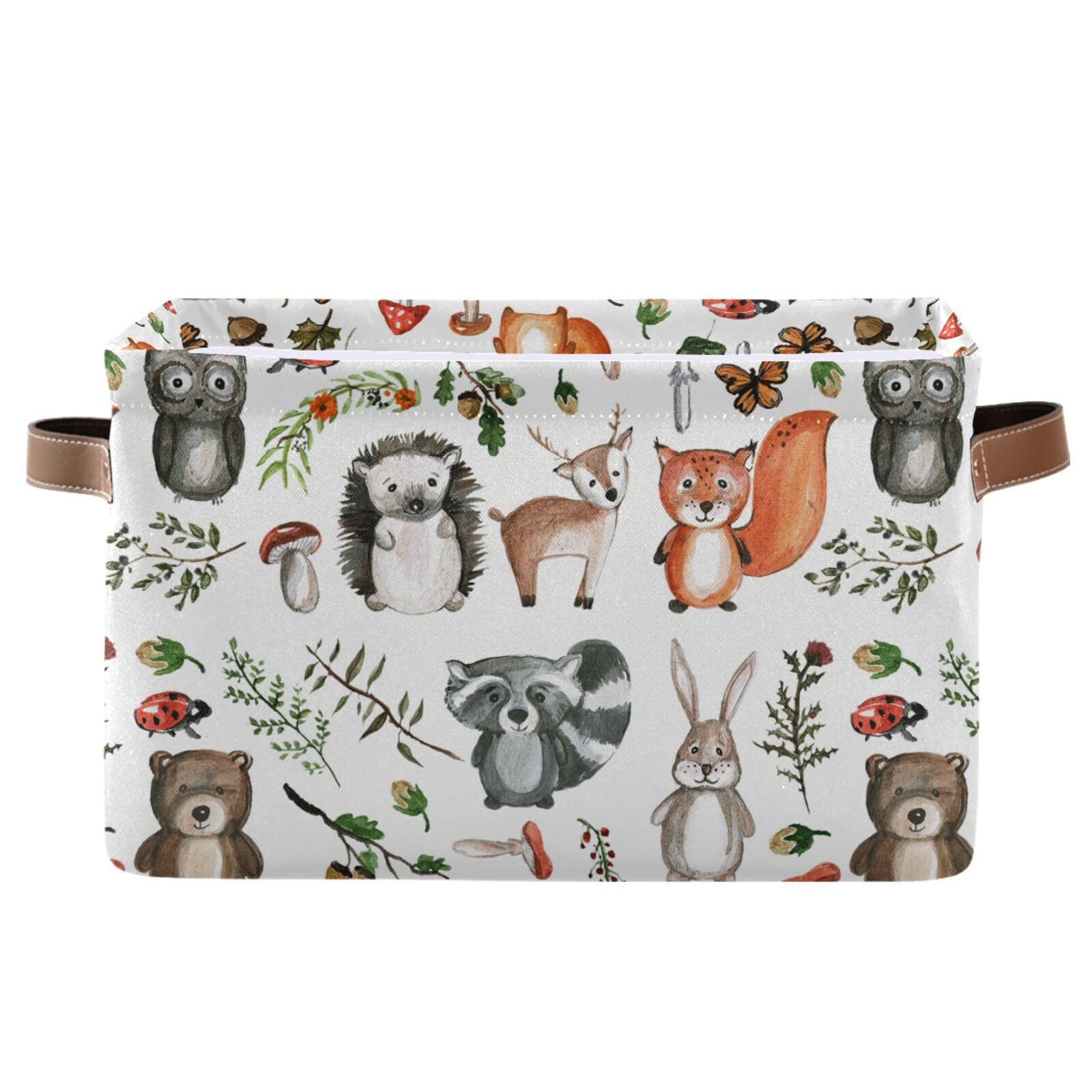 senya Storage Bin Basket 1 pcs Large Foldable Clothes Bag Collapsible Fabric Laundry Hamper Folding Washing Bin (Rectangle-Cute Woodland Animals)