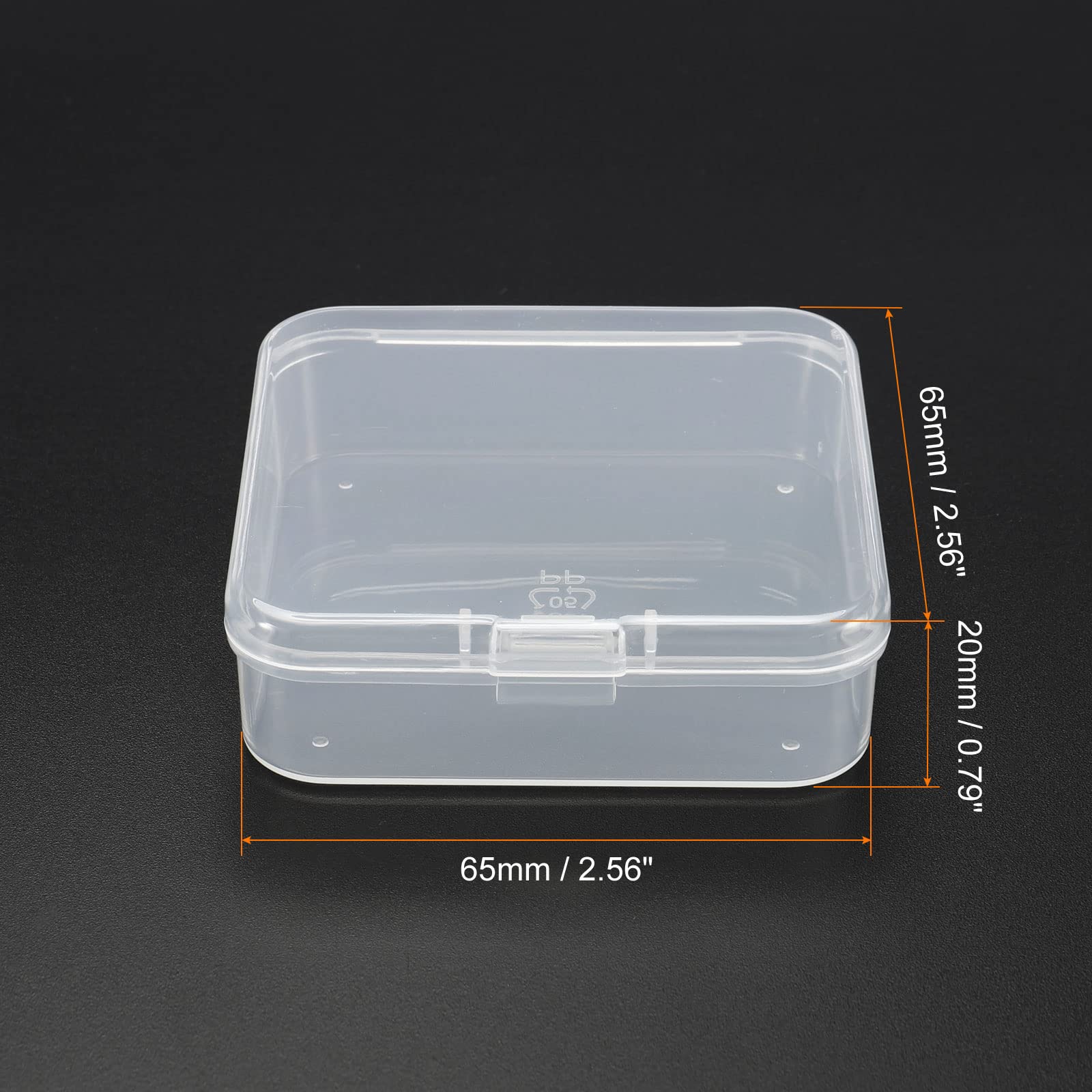 PATIKIL Clear Storage Container with Hinged Lid 65x20mm, 6 Pack Plastic Square Box for Beads Art Craft