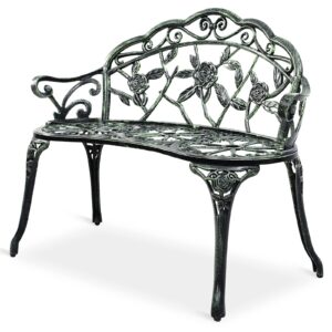 tangkula outdoor garden bench park bench, all-weather patio bench chair with cast aluminum seat & backrest, porch loveseat with cast iron handle & legs, outdoor bench for patio garden lawn park deck