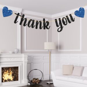 WeBenison Thank You Banner for Wedding/Engagement Theme/Baby Shower/Bridal Shower/Thanksgiving Day Celebration Party Decoration Supplies Black Glitter