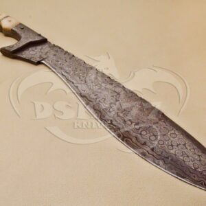 NoonKnives: 18 "Hand Made Damascus Steel Collectible kopis/sword/Bowie/Knife Handle Brass spacer (bone)