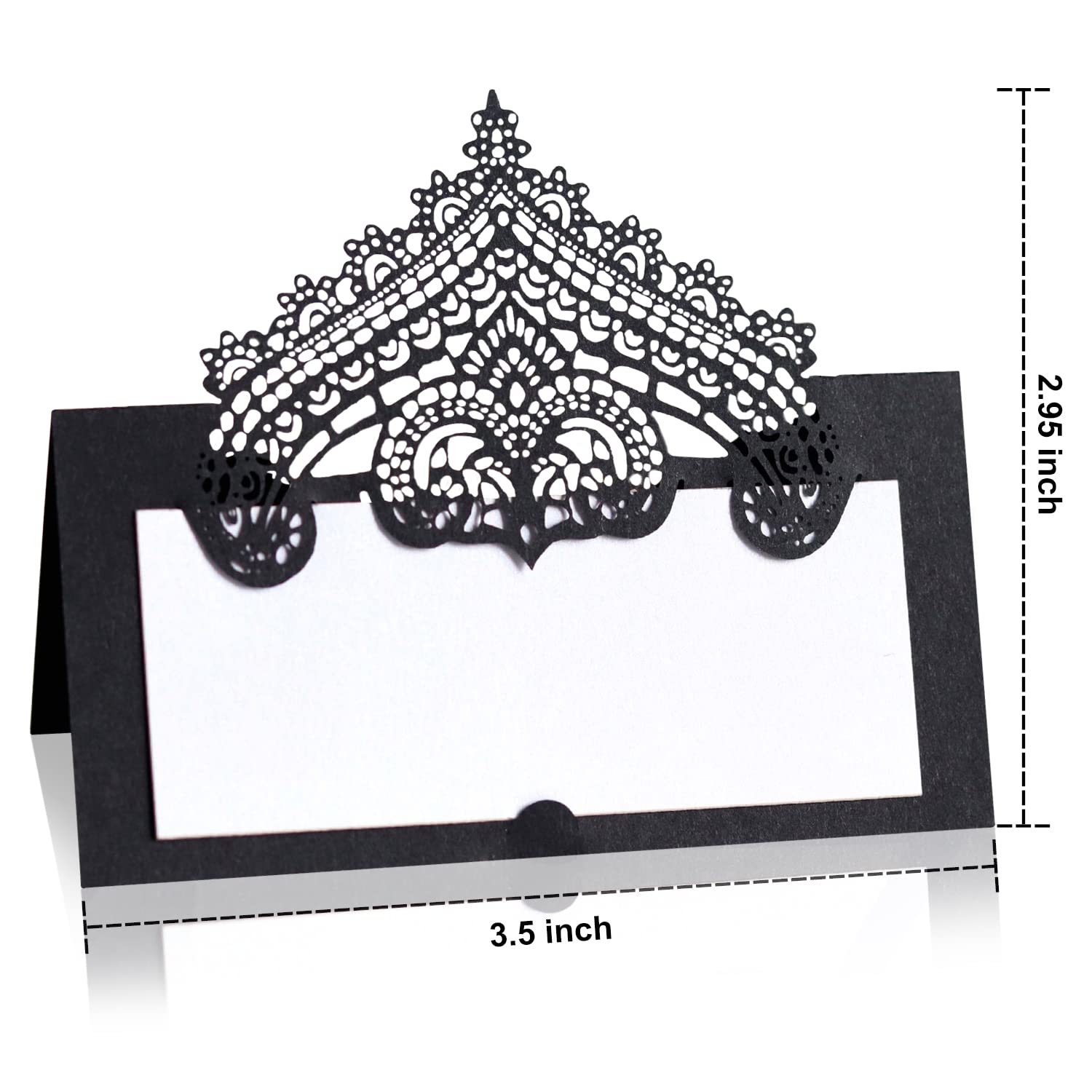 50 Pcs Laser Cut Wedding Place Cards Tented Name Card Folded Cards Blank Cardstock for Wedding, Banquet tables,Table Setting, Buffet, Baby Shower, Bridal Shower (Black)