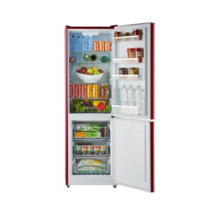 iio Retro Refrigerator With Bottom Freezer - Full Size 24 Inch Wide 11 Cu Ft - Frost Free, Fast Cool, 360° Multiflow Cooling, Space Saving, Environmentally Friendly (Right Hinge, Wine Red)