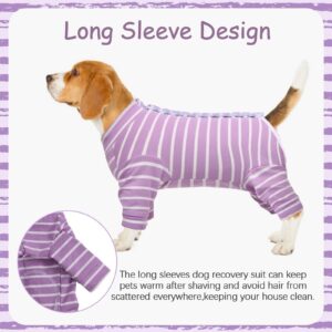 Kuoser Recovery Suit for Dogs Cats After Surgery, Long Sleeve Dog Surgery Recovery Suit, Dog Onesie for Abdominal Wounds Skin Disease, Anti-Licking Pet Surgical Snugly Suit (Purple, M)