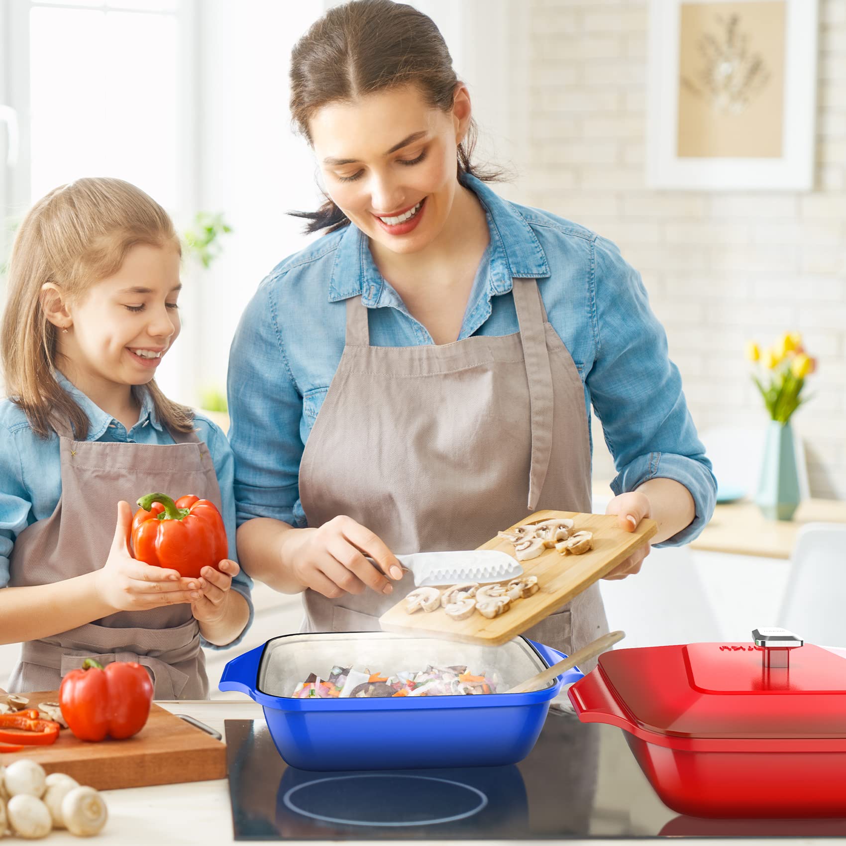 Dutch Oven, imarku 5 Quart Braiser Pan Nonstick Heavy Duty Enameled Cast Iron Dutch Oven Pot, Oven Safe Up To 550°F, Enamel Coating, Nonstick Easy to Clean, Best Father's Day Gifts