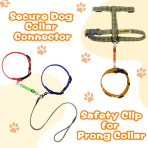 5 Pcs Safety Dog Collar Clips Prong Collar Backup Clips Adjustable Reflective Nylon Dog Collar Harness Connector Metal Double Ended Backup Clasp for Dog Harness Pet (Bright Color)