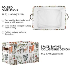 senya Storage Bin Basket 1 pcs Large Foldable Clothes Bag Collapsible Fabric Laundry Hamper Folding Washing Bin (Rectangle-Cute Woodland Animals)