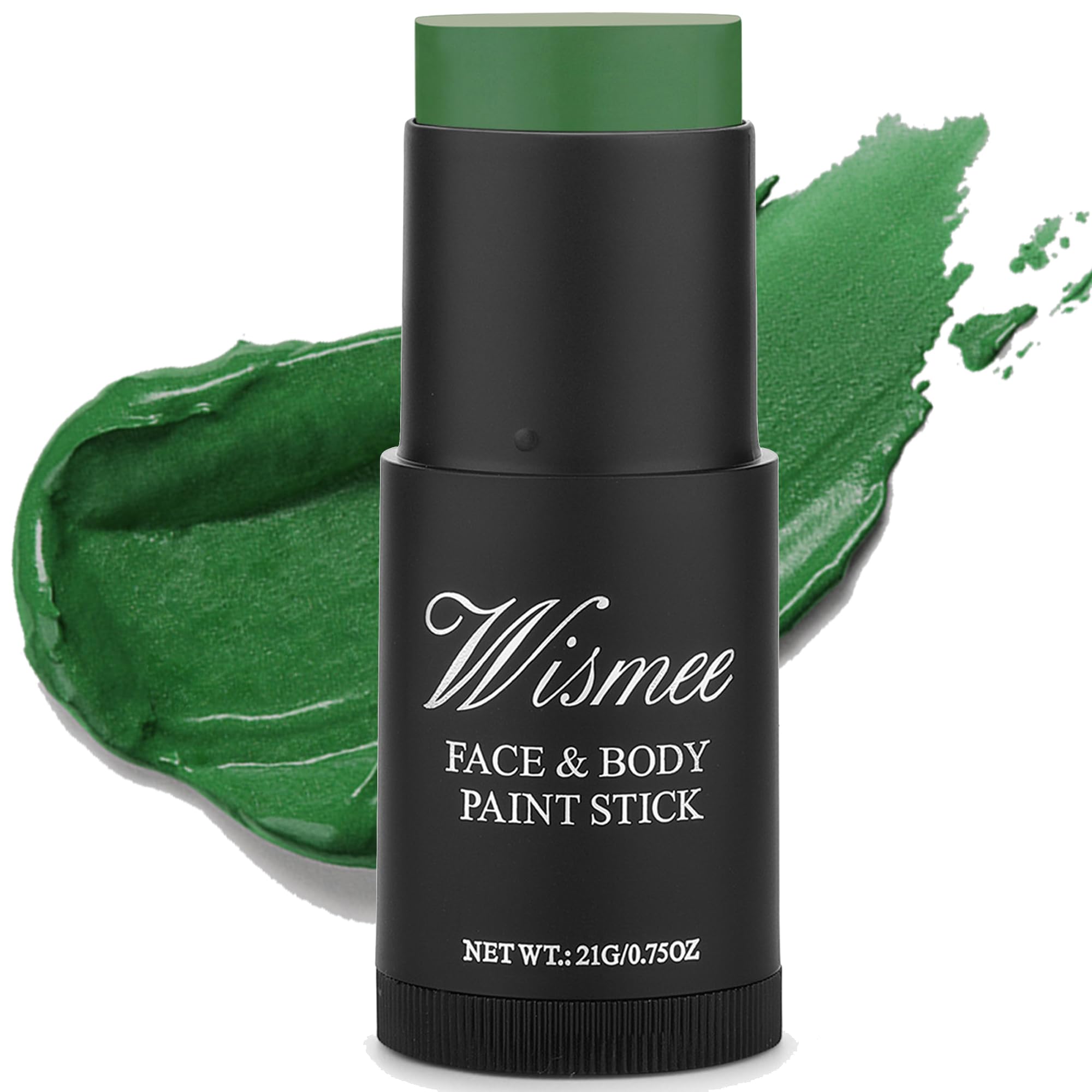 Wismee Green Face Paint Stick,Hunting Camo Body Paint Stick Cream Gamora Witch Face Paint,Waterproof Sweatproof Green Eye Black for Sports,Halloween SFX Cosplay Makeup