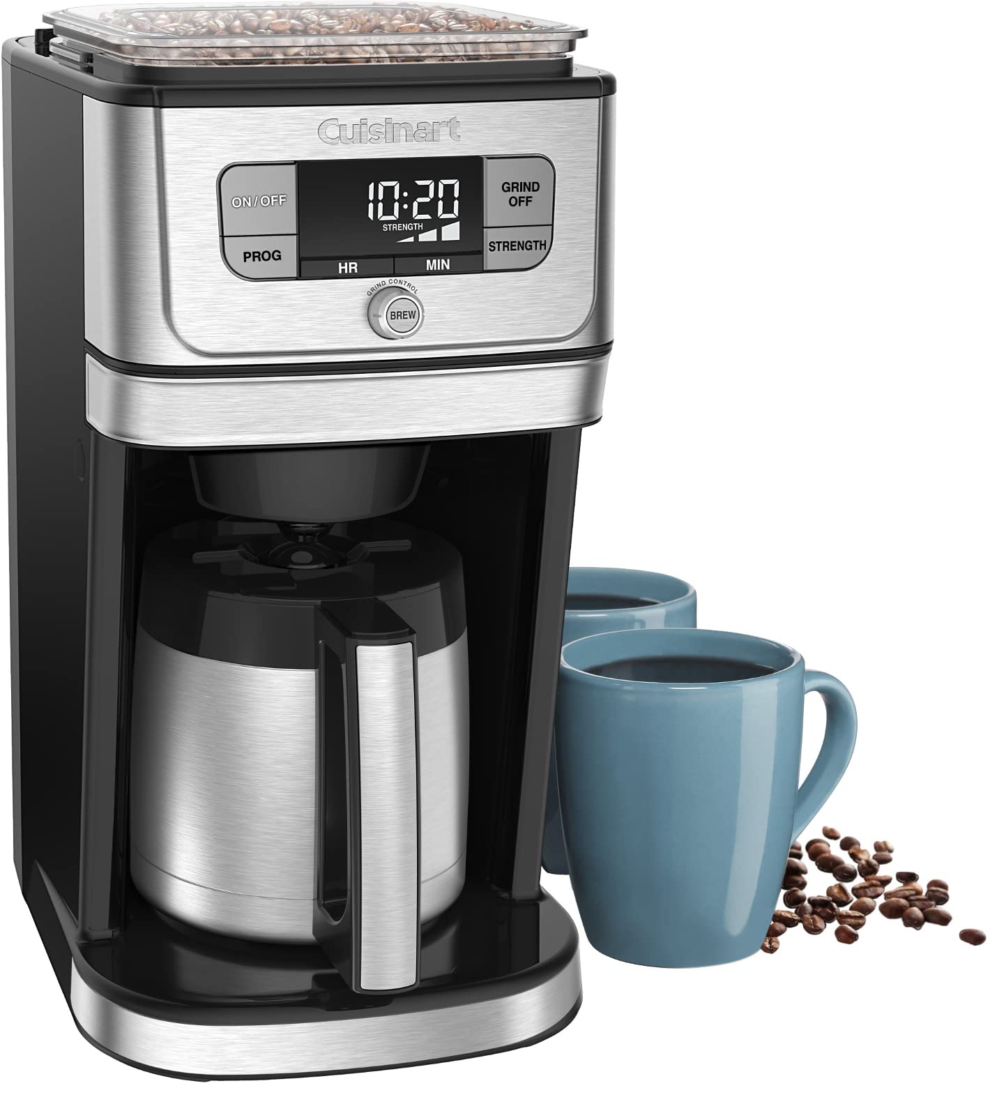 Cuisinart DGB850 Fully Automatic Burr Grind and Brew Thermal Coffeemaker (10 Cup) with Stainless Steel Coffee Canister Bundle (2 Items)