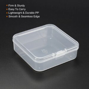 PATIKIL Clear Storage Container with Hinged Lid 65x20mm, 6 Pack Plastic Square Box for Beads Art Craft