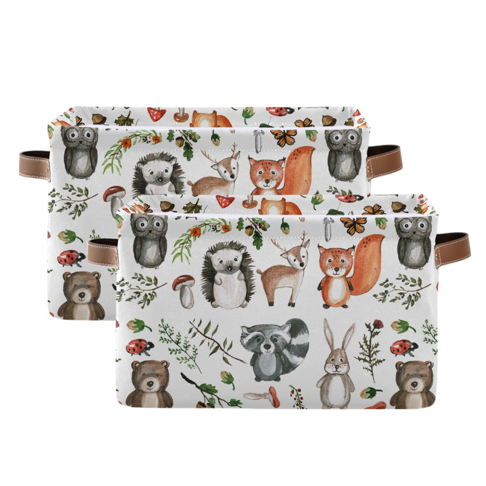 senya Storage Bin Basket 1 pcs Large Foldable Clothes Bag Collapsible Fabric Laundry Hamper Folding Washing Bin (Rectangle-Cute Woodland Animals)