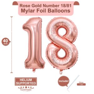 40 Inch Rose Gold 18 Number Balloons Giant 18 Balloons Rose Gold Birthday 18 Balloons 18th Birthday Anniversary Party Decorations Supplies