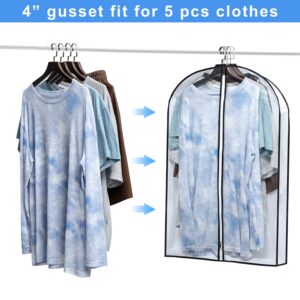 Mskitchen Hanging Clothes Bag with 4" Gusseted Garment Bag (Set of 6) for Storage Suit Bag for Closet Clear Garment Bags Jacket Covers Garment Bags for Suits, Sweaters, Shirts - 24" x 32"x 4"/ 6 Pack