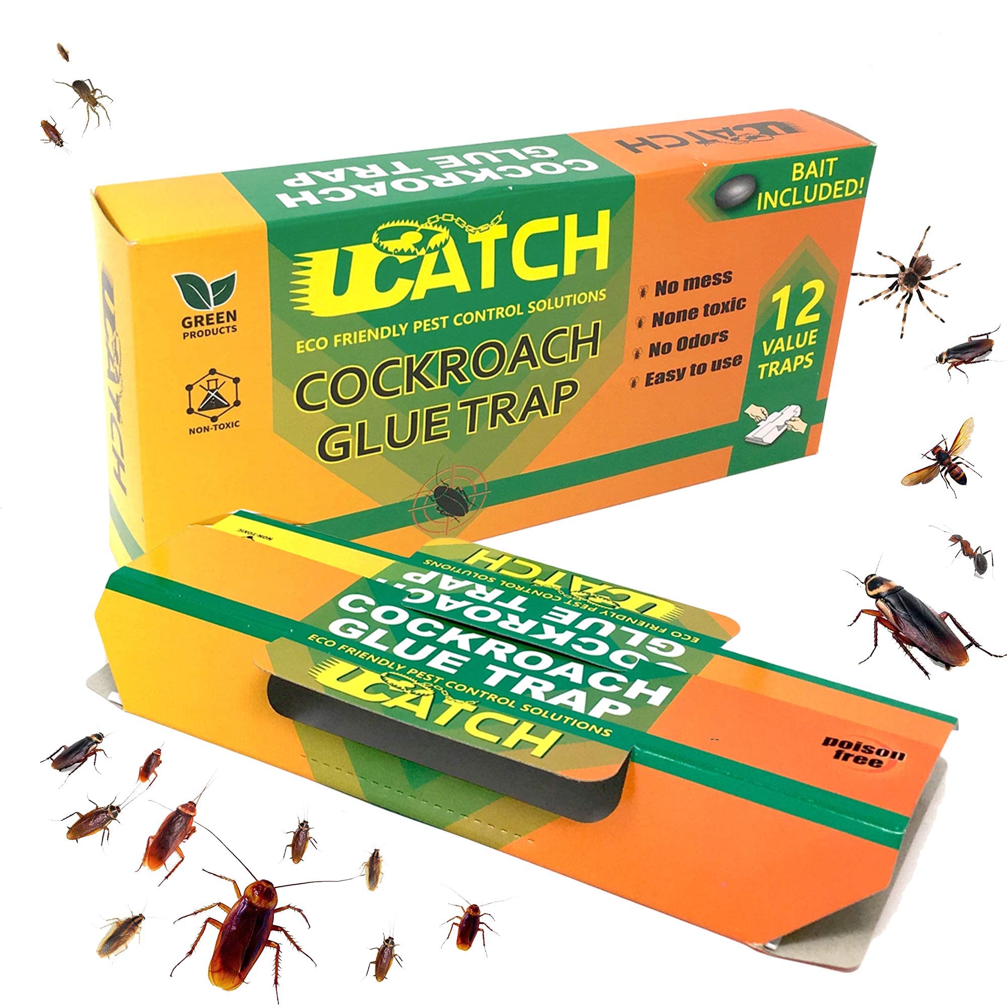 Roach Traps Indoor - 12 Pack Roach Bait Traps | Effective German Roach Killer for Home Infestation - Child and Pet Safe Roach Killer Indoor Infestation Easy-to-Use Glue Traps for Roaches – UCatch