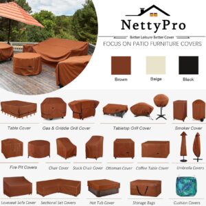 NettyPro Outdoor Cushion Slipcovers Waterproof 4 Pack Patio Chair Seat Cushion Covers with Zipper and Tie, 22 x 20 x 4 Inch, Replacement Cover Only, Khaki