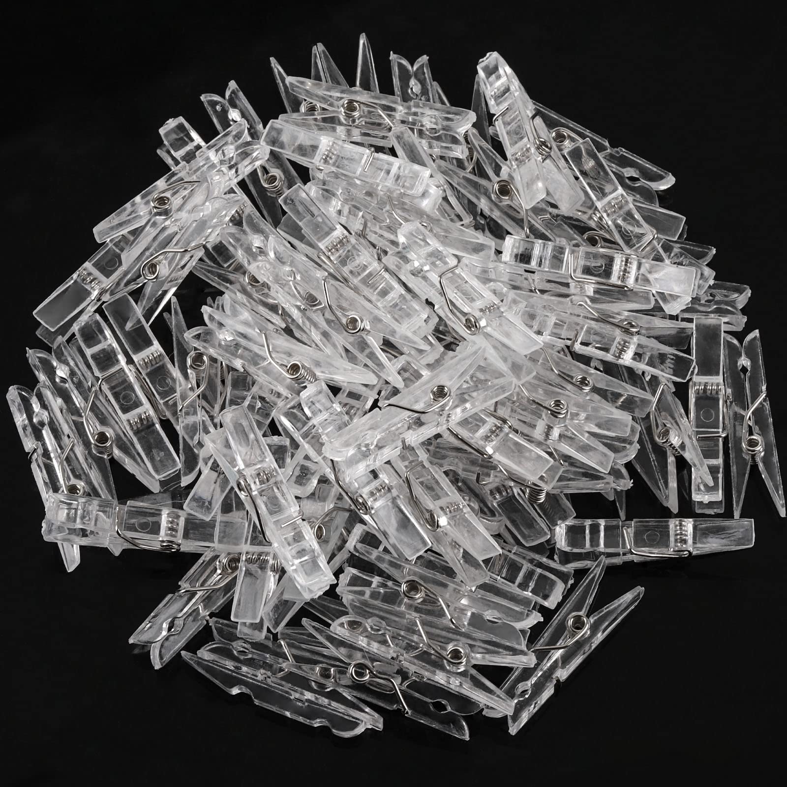 200pcs Mini Clothes Pins Photo Pictures Small Clips - Clear - Reusable