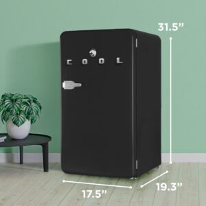 Commercial Cool CCRR32HB 3.2 Cu. Ft Freezer, Vintage Style Refrigerator, with Slide-Out Glass Shelves & Tall Bottle Storage, Retro Fridge, Black