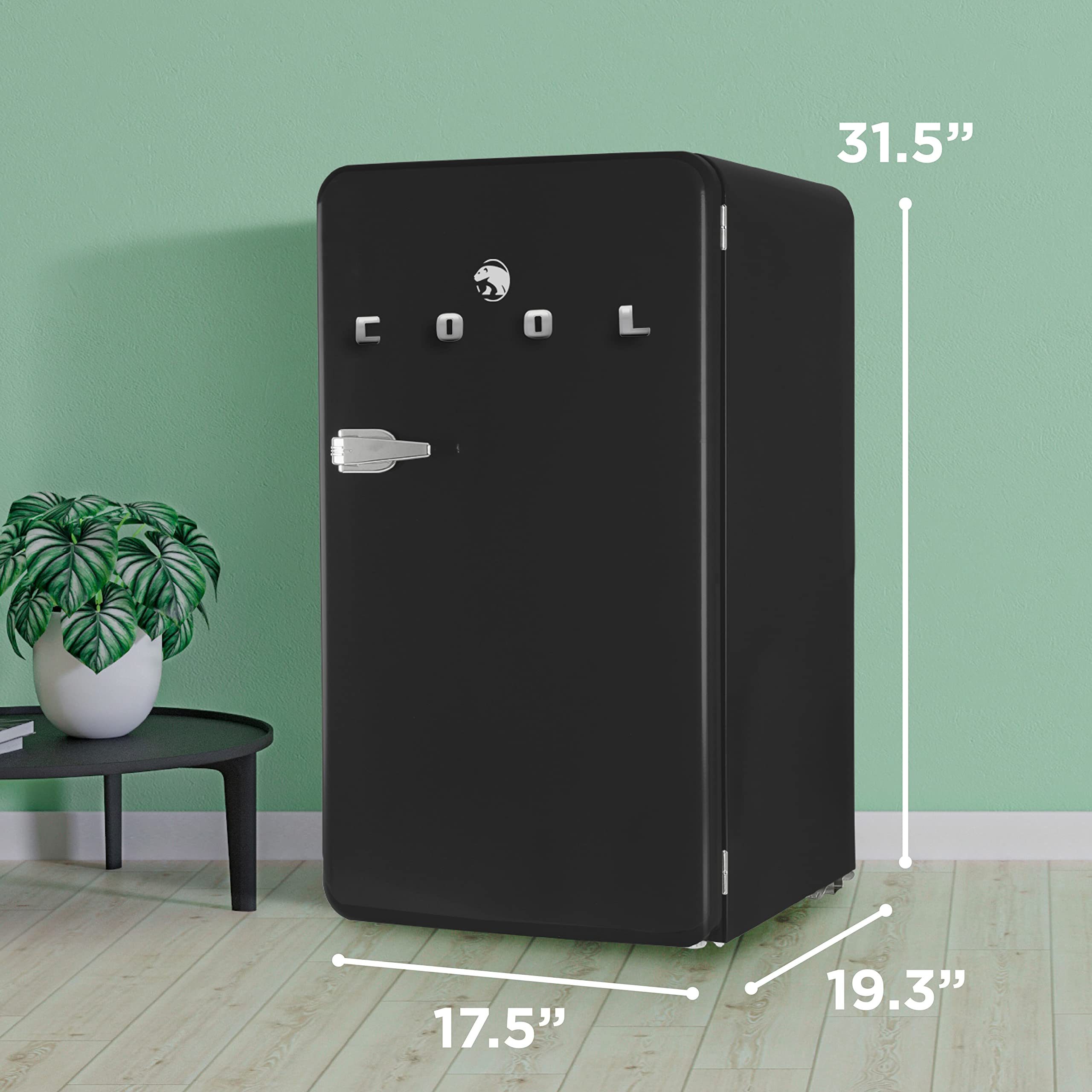 Commercial Cool CCRR32HB 3.2 Cu. Ft Freezer, Vintage Style Refrigerator, with Slide-Out Glass Shelves & Tall Bottle Storage, Retro Fridge, Black