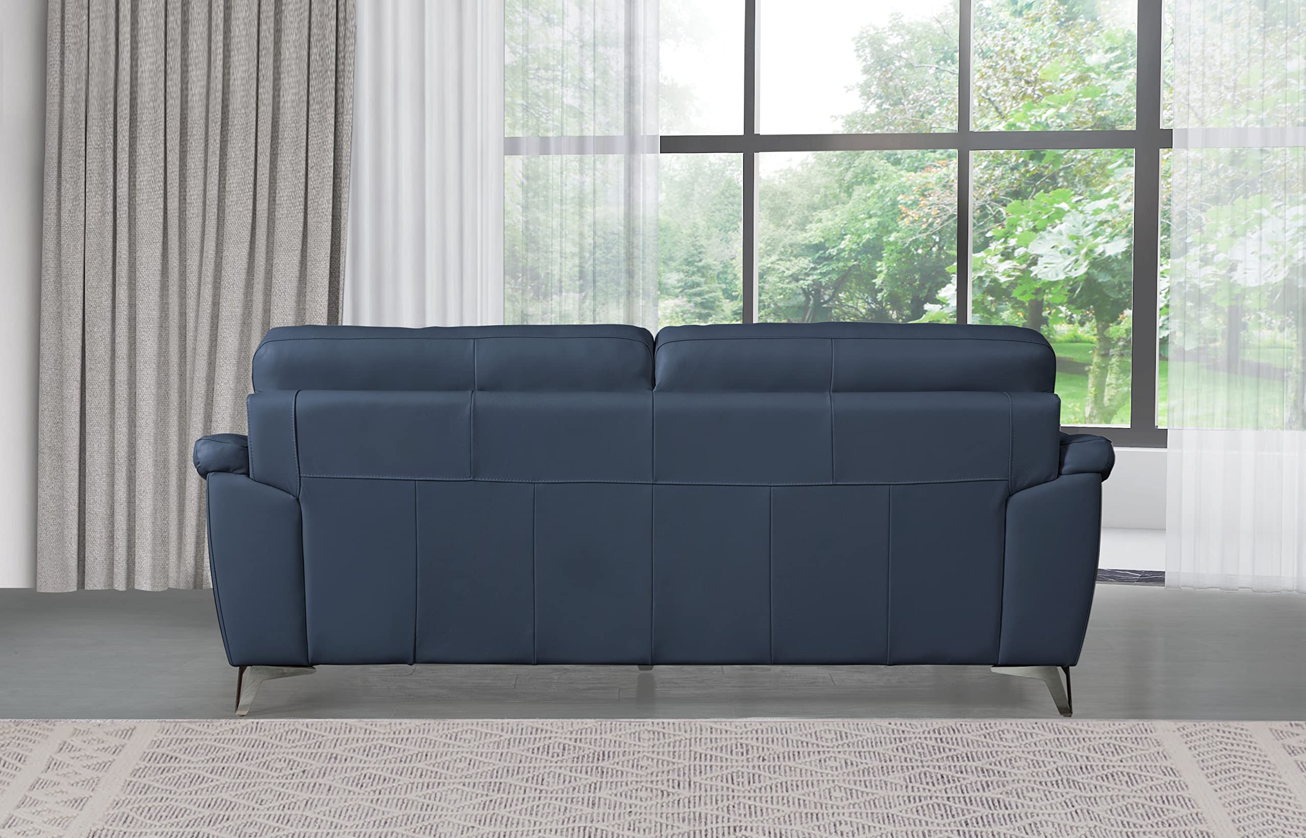 Abbyson Living Cadence Top Grain Leather Sofa, Blue