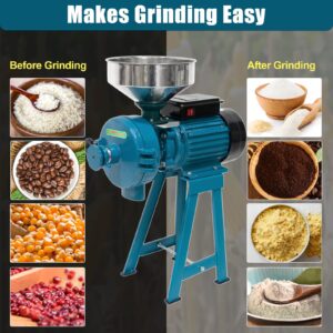 SLSY Electric Grain Mill Wet Dry Mill Grinder 3000W, 110V Commercial Grain Grinder Machine for Cereals Corn Grain Wheat Feed Mill