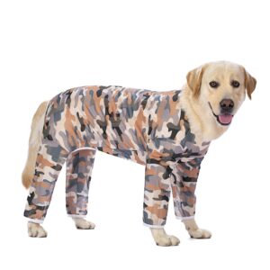 Miaododo Lightweight Recovery Surgery Recovery Suit for Large Medium Dogs,Camouflage Quick Dry Dog T-Shirts Bodysuit Pajamas PJS Full Body for Shedding, Prevent Licking, Wound Protection (32)