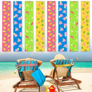 boao 8 pack towel bands for beach chairs cruise towel clips for lounge beach pool chairs towel strap holder elastic windproof for summer pool hawaiian christmas beach accessories (lovely style)