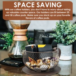 On Solid Grounds Cafe Cup Coffee Pod Holder / Coffee Creamer Holder, Large Capacity Espresso Pod Organizer and for Storage Accessories, Multi-Purpose Decor for Counter Bar