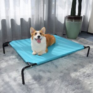 BRIKY Extra Large Elevated Dog Bed, Outdoor Raised Dog Cot Bed, Green Portable Pet Beds with Cooling Washable Mesh XL