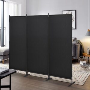 jaxpety room divider panel 6ft privacy screen wall divider 88" w x 73" h dividers for room separation folding portable freestanding room partition for office, black